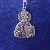 Срібний медальйон Миколай Чудотворець 2.43 г, чорнений