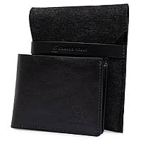 Кожаное мужское глянцевое портмоне кошелек GRANDE PELLE 11554 Черный