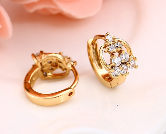 Сережки кільця,Трикутник з цирконієм, медсталь Xuping, 18К