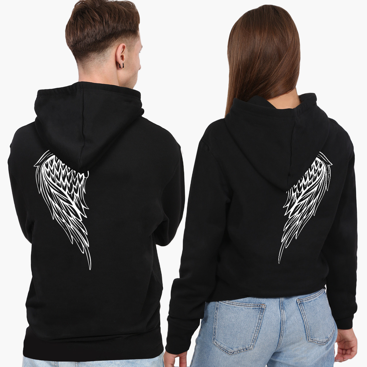 Парні толстовки худі Половинка крила Чорні S M L XS XL XXL