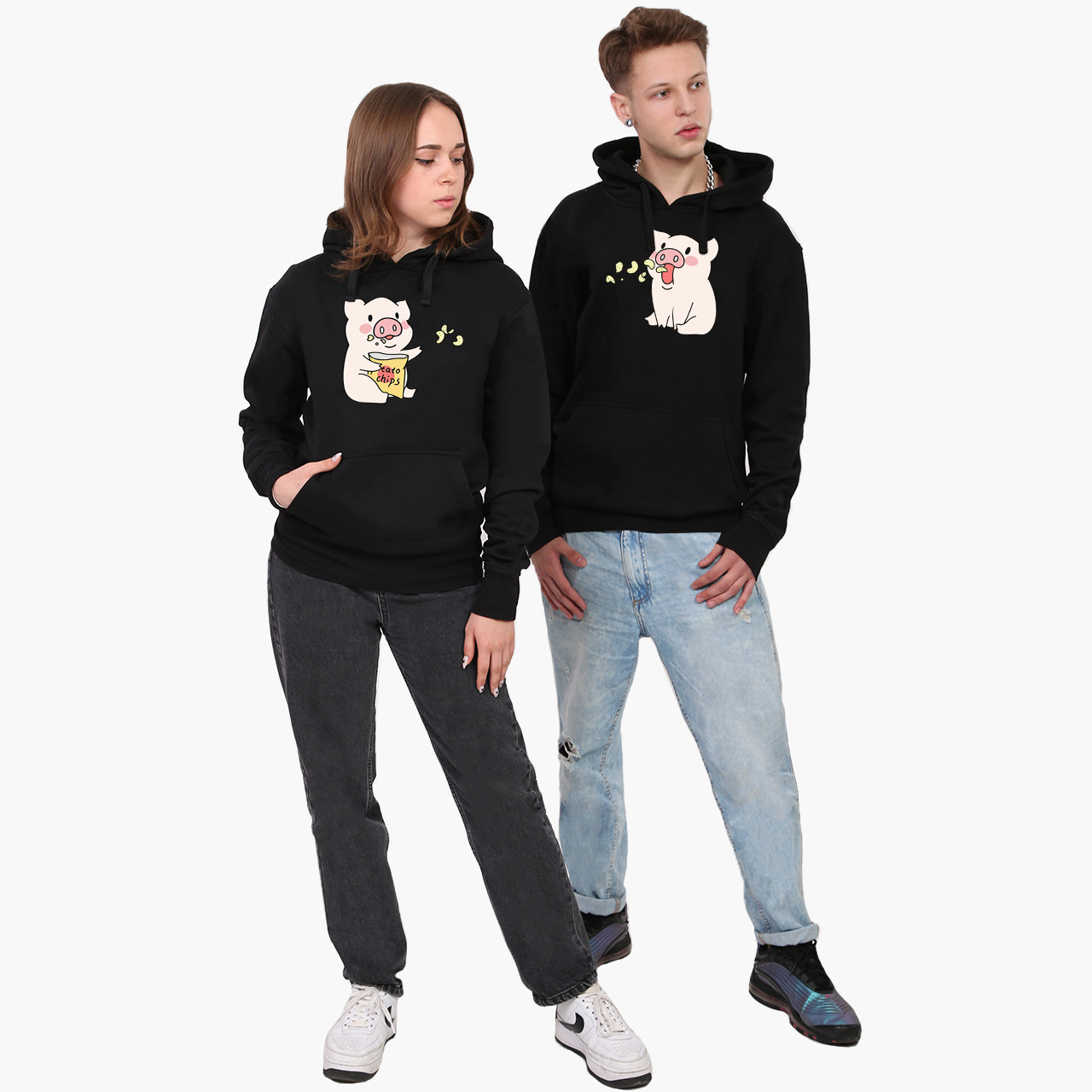 Парні толстовки худі Поросята Чорні S M L XS XL XXL