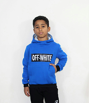 Толстовка для хлопчика зимова синього кольору кофта - худі з капюшоном тепла дитяча вік 6-10 років