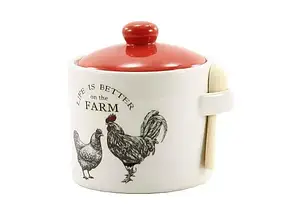 Банка для сипучих Interos з кришкою та ложкою "Ферма" 0,45л керамічна ZF1099-FM