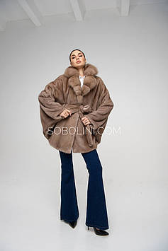 Пончо з хутра Nafa пастель із Куницею