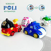 Набір з 4 інерційних машинок роботів Robocar Poli  868-14 Полі, Ембер, Рой,  Хелі