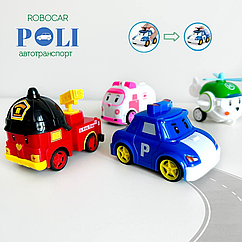 Набір з 4 інерційних машинок роботів Robocar Poli  868-14 Полі, Ембер, Рой,  Хелі