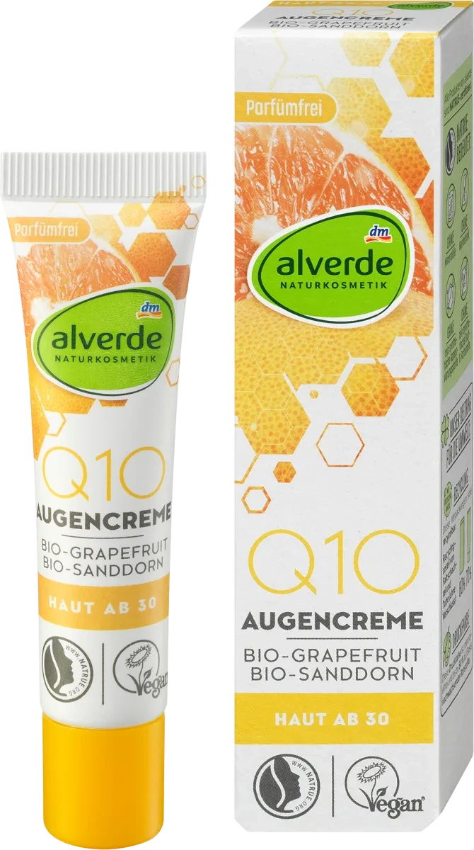 Крем проти зморшок для контурів очей alverde NATURKOSMETIK Q10, 15 мл