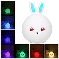Силиконовый детский ночник Зайчик Rabbit Soft Touch, 7 режимов / Настольная лампа-ночник