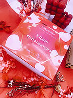 Подарочный набор меда с орехами и свечей ко Дню влюбленых «З Днем св.Валентина!», красный, 14х14х10 см.