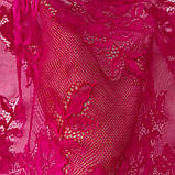 Стрейчеве (еластичне) мереживо малинового кольору шириною 23,5 см., фото 8