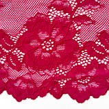 Стрейчеве (еластичне) мереживо малинового кольору шириною 23,5 см., фото 6