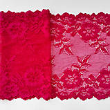 Стрейчеве (еластичне) мереживо малинового кольору шириною 23,5 см., фото 5