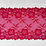 Стрейчеве (еластичне) мереживо малинового кольору шириною 23,5 см., фото 3
