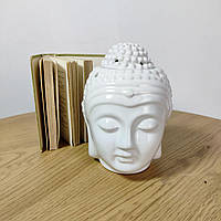 Аромалампа керамическая для эфирных масел Будда белый глянец