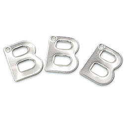 Літера B підвіска із нержавіючої сталі 9х11 мм Платина 5 шт.