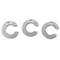 Буква C подвеска из нержавеющей стали, размер 10х11мм, цвет Платина, в уп. 5шт.