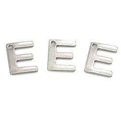 Літера E підвіска із нержавіючої сталі 9х11 мм Платина 5 шт.