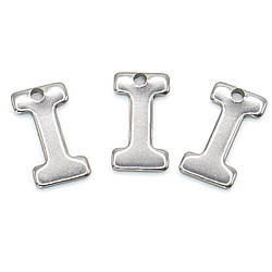 Літера I підвіска із нержавіючої сталі 6х11 мм Платина 5 шт.