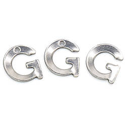 Літера G підвіска із нержавіючої сталі 10х11 мм Платина 5 шт.