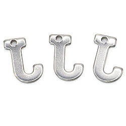 Літера J підвіска із нержавіючої сталі 9х11 мм Платина 5 шт.