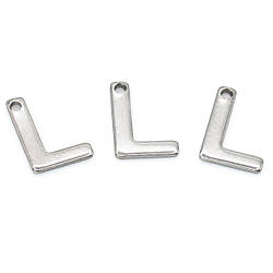Літера L підвіска із нержавіючої сталі 8х11 мм Платина 5 шт.