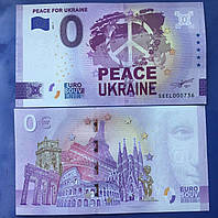 Банкнота 0 євро 2022 року. Мир для України. Peace for Ukraine. Італія