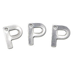 Літера P підвіска із нержавіючої сталі 9х11 мм Платина 5 шт.