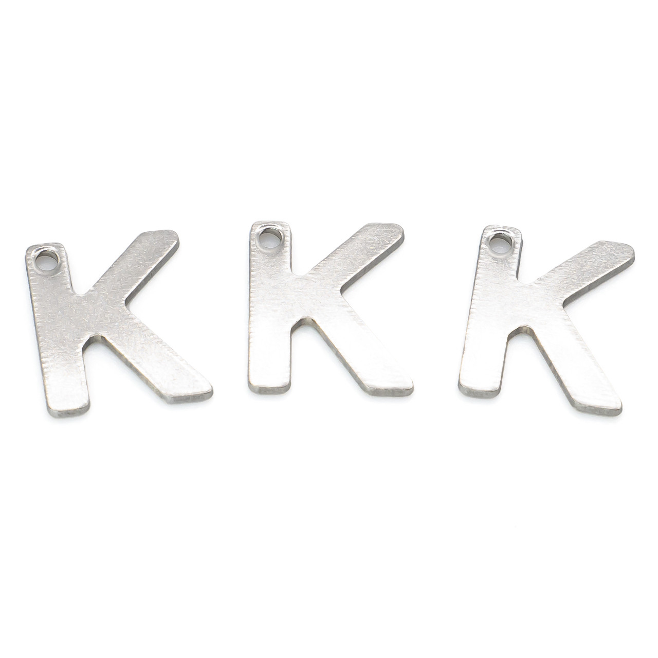 Літера K підвіска із нержавіючої сталі, розмір 9х11мм, колір Платина, в уп. 5шт.