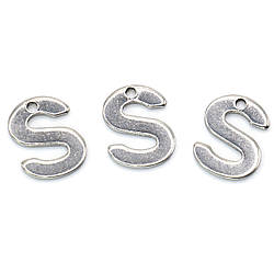 Літера S підвіска із нержавіючої сталі 9х11 мм Платина 5 шт.