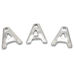 Літера A підвіска із нержавіючої сталі 10х11 мм Платина 5 шт.