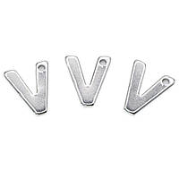 Буква V подвеска из нержавеющей стали, размер 9х11мм, цвет Платина, в уп. 5шт.