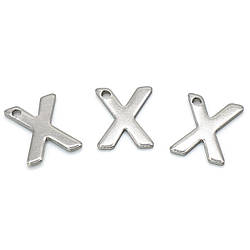 Літера X підвіска із нержавіючої сталі 9х11 мм Платина 5 шт.