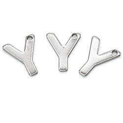 Літера Y підвіска із нержавіючої сталі 9х11 мм Платина 5 шт.