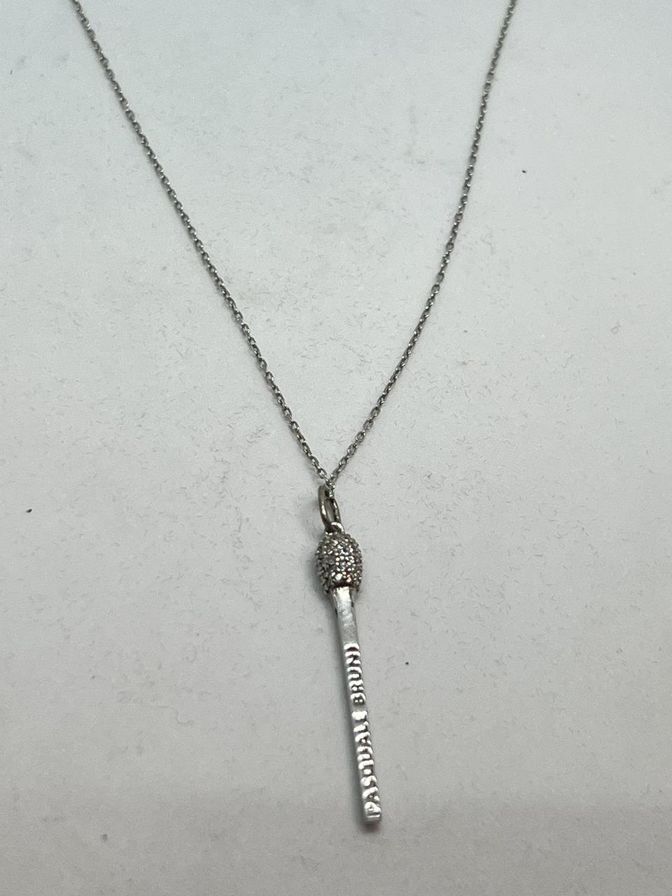Ланцюг зі срібла 925 з підвіскою у вигляді сірника з цирконами