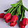 Декоративний штучний букет червоних тюльпанів зі вспіненого латексу, фото 2