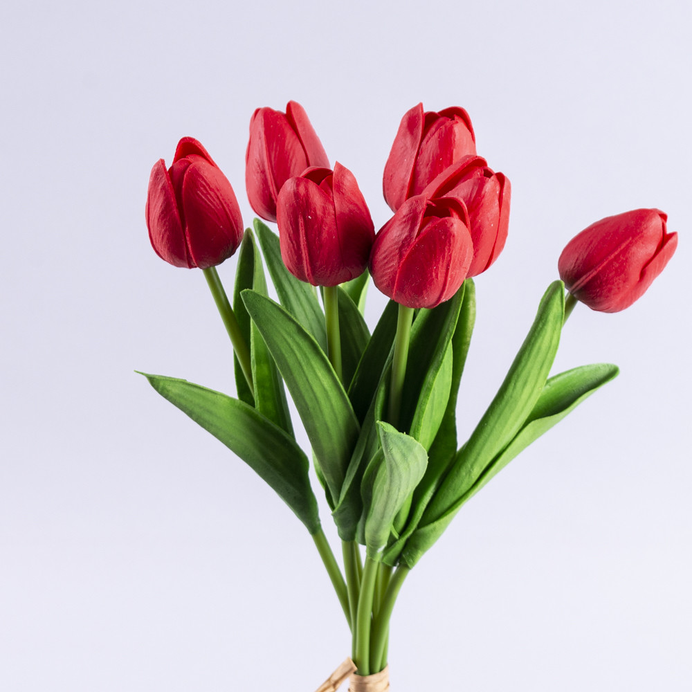 Декоративний штучний букет червоних тюльпанів зі вспіненого латексу