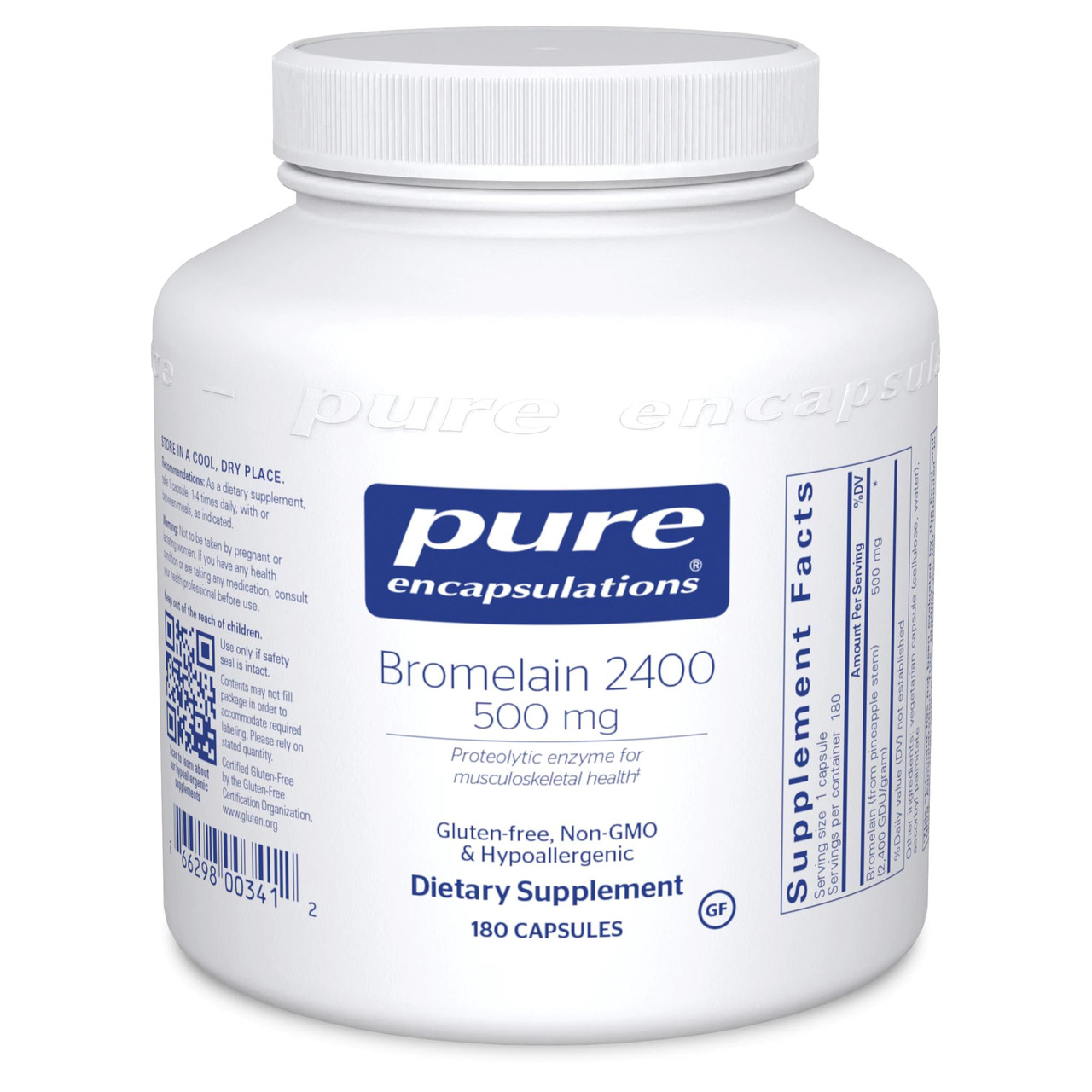 Pure Bromelain 2400/Бромелаїн 500 мг Ферменти для перетравлення широкого спектра білка 180 капс. BX662