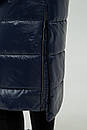 Тепла зимова довга жіноча куртка синя зима з капюшоном великий розмір 50 52 56 58 60, фото 5