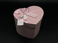 Коробка подарочная с ручками и бантиком. Сердце. Цвет розовый. 15х12х12см.