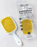 Розчіска для волосся SuperBrush JANEKE The original Italian біла з жовтим.