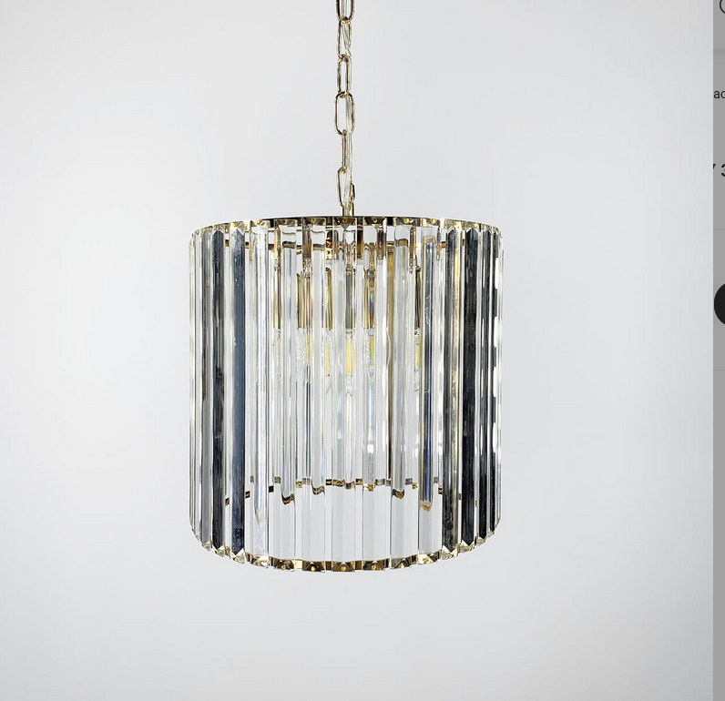 Розкішна кришталева підвісна люстра у золотому каркасі, фото 1