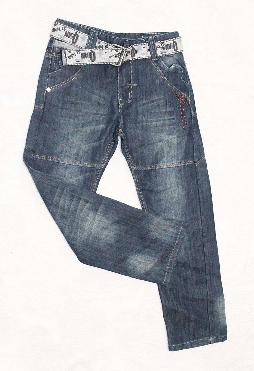 Джинси на хлопчика сині з поясом 122-146, фото 1