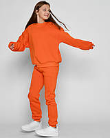 Детский флисовый однотонный костюм на девочку оражневый цвет размер 36(по росту 134-140) 134-