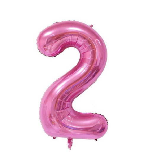 Куля фольгована цифра "2", РОЖЕВА - 70 см (30 дюймів)