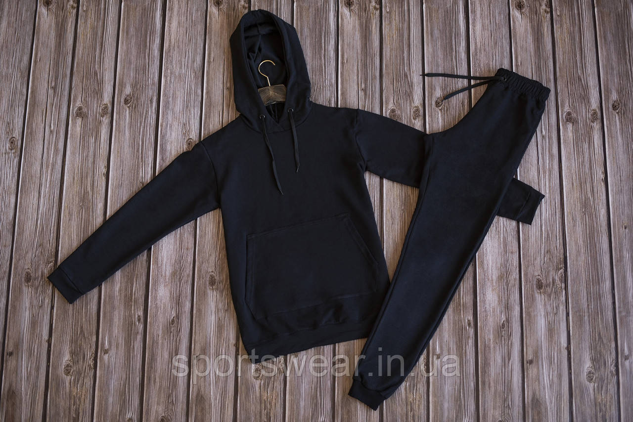 Костюми чоловічі спортивні чорного кольору весна-літо Кенгуру брюки трикотажні Двонитка є наложений платіж нова пошта післяплата, фото 1