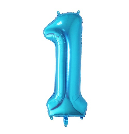 Куля фольгована цифра "1", БЛАКИТНА - 70 см (30 дюймів)