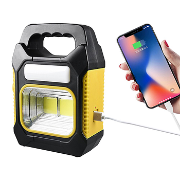 Переносний ліхтар акумуляторний 2400 Лм, з USB, Сонячною панеллю та PowerBank, JY-978B / Ручний прожектор