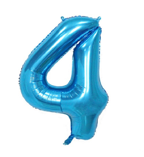 Фольгована цифра "4", БЛАКИТНА - 70 см (32 дюйми)