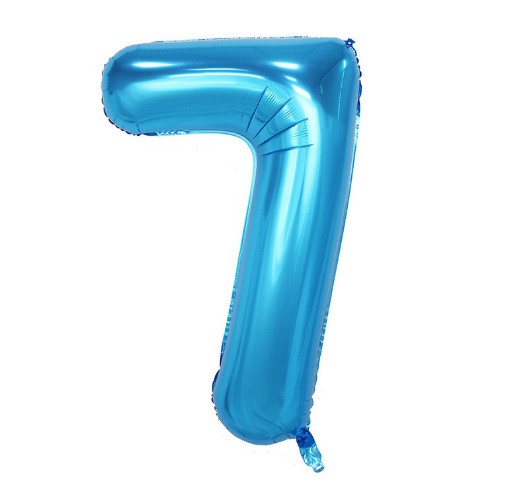 Фольгована цифра "7", БЛАКИТНА - 70 см (32 дюйми)