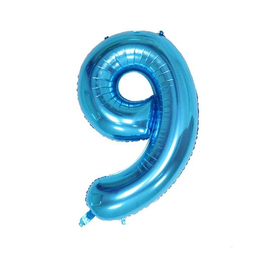 Фольгована цифра "9", БЛАКИТНА - 70 см (32 дюйми)